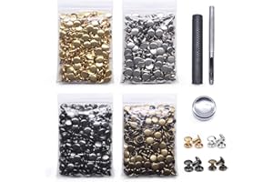 SEMINI 400 Sets Leather Rivets,Double Cap Rivet Tubular 4 Colors Metal Studs with Fixing Tools for DIY Leather Craft/Clothes/Shoes/Bags/Belts Repair Decoration (8x8mm)