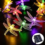 Icicle Solar String Lights, 16ft 20 LED 8 Modes Dragonfly Lights Waterproof Fairy Lighting Indoor/Outdoor Landscape Decoration for Garden, Patio, Wedding, Party and Holiday (Multi Color)
