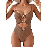 Eomenie Sexy One Piece Swimsuit for Women Cutout Monokini Bathing Suit Starfish Beach Resort Swimwear