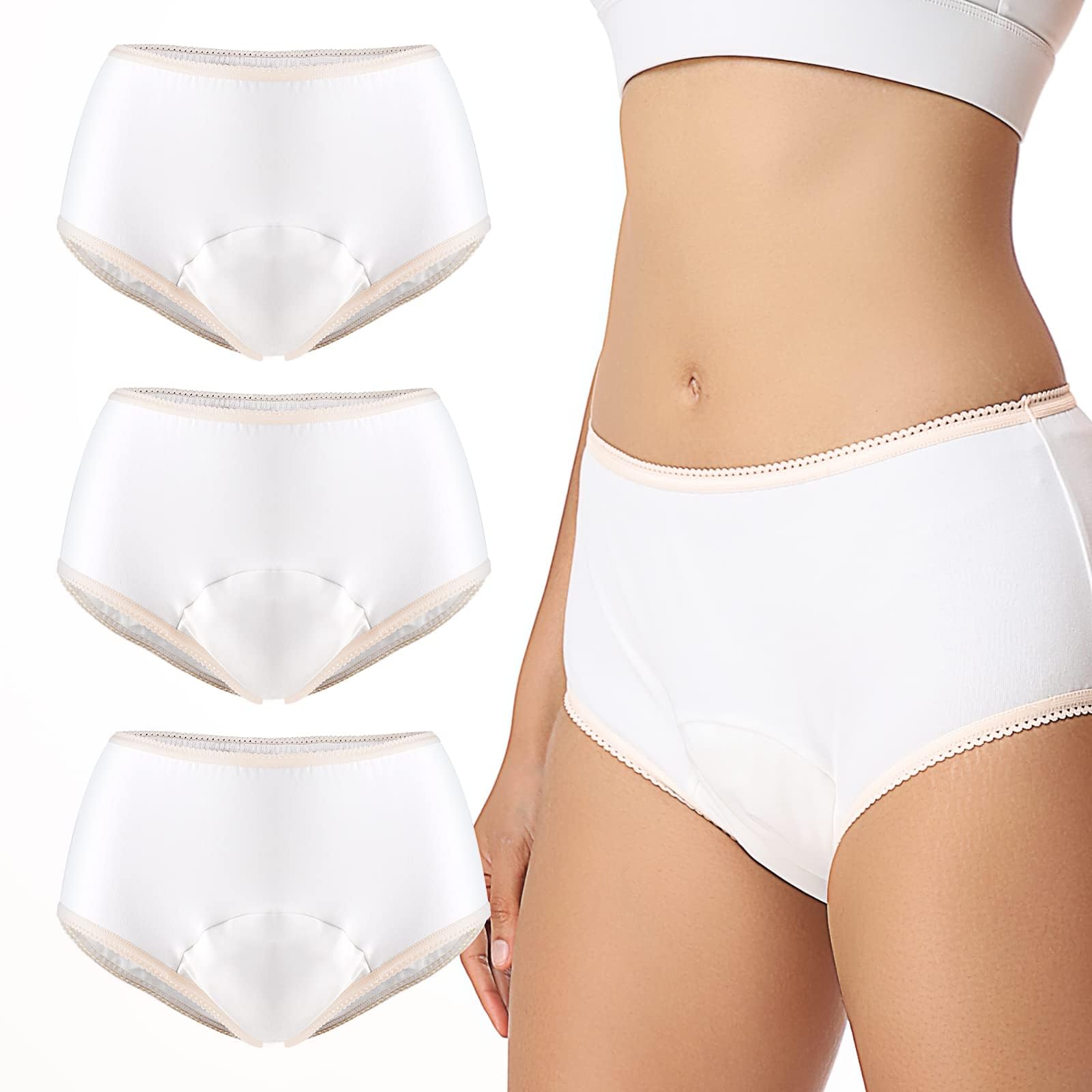 Photo 1 of Carer Incontinence Underwear for Women Washable 3 Pack Women’s Incontinence Briefs Leakproof Underwear for Women Incontinence Briefs Leak Protection Incontinence Boxer Briefs, 2X-Large