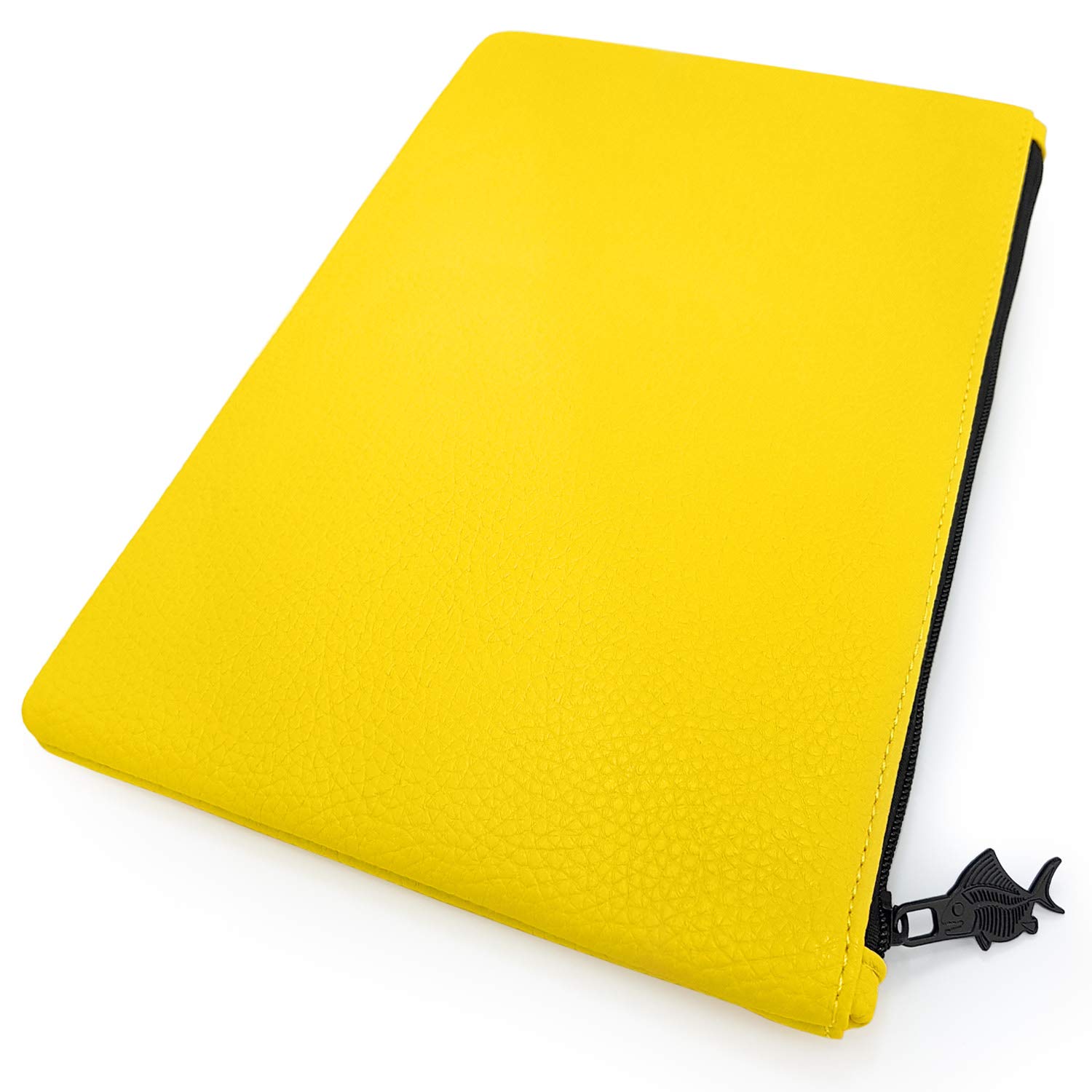 Fat Belly Fish Faux Leather/Leather Look Pencil Case - Pastel Yellow Large