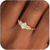 925 Sterling Silver Cubic Zirconia Leaf Rings for Women 14K Gold Plated Marquise Engagement Ring Statement Gemstones Moissanite Rings Dainty Wedding Bands Bridesmaid Birthday Valentines Jewelry Gifts