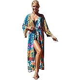 RanRui Womenloose Kimono Duster Beach Blouse Long Beach Kimono Robe Cover ups Kimonos for Women
