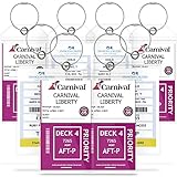 GreatShield Cruise Luggage Tag Holder (8 Pack) with Zip Seal & Steel Loops, Weather Resistance PVC Pouch - Clear