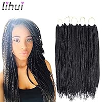 Lihui 7Pcs/lot Box Braid Hair Crochet Box Braids Box Braiding Hair Synthetic Hair 20 Strands/pack (24Inches,#1B Color)