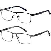 GOGELAS 2 Pack Multifocal Progressive Reading Glasses Men, Blue Light Multifocus Bifocal Readers for Mid and Near Range