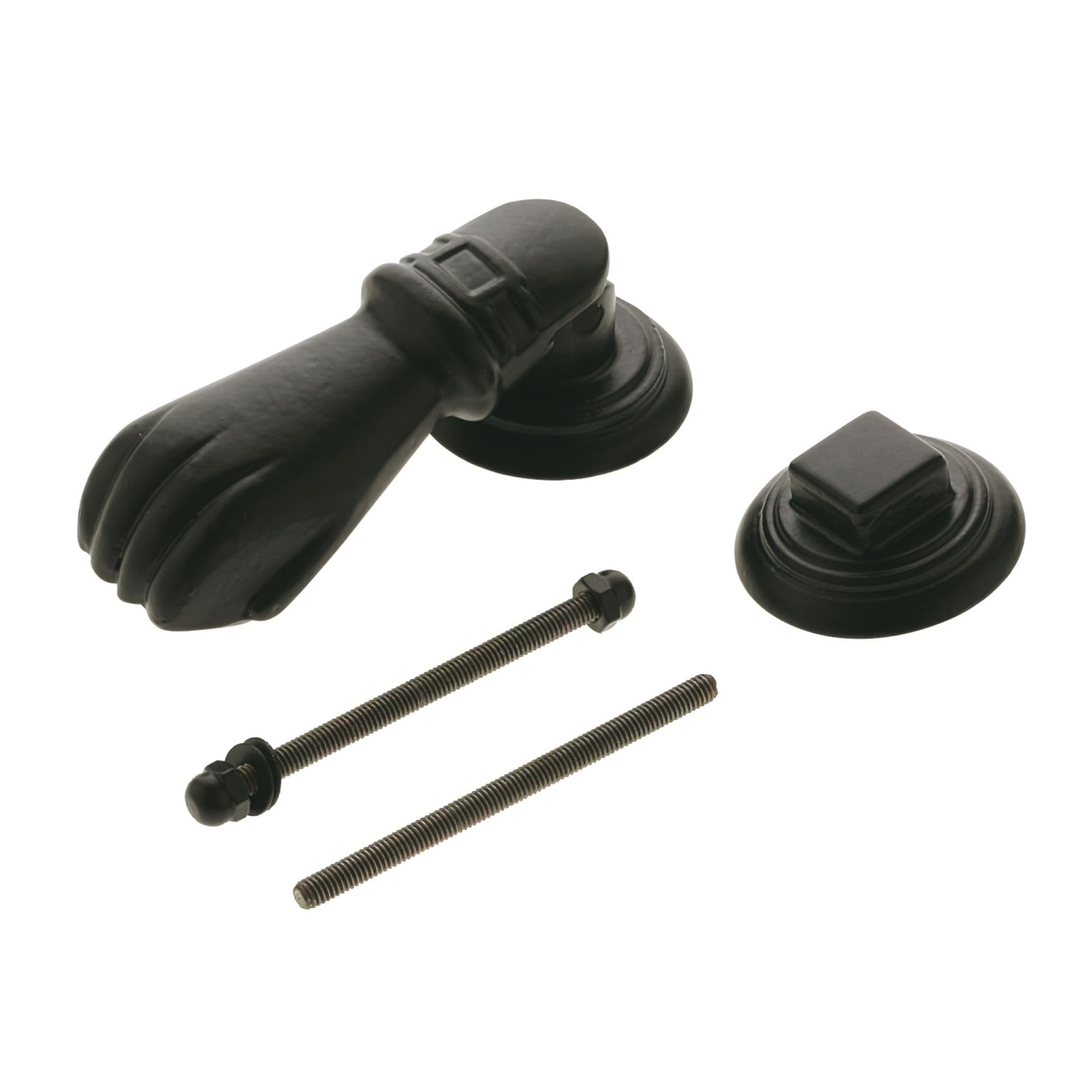 Amig - Black Door Knocker for Exterior or Interior Entrance Doors with Rustic Style Cuff - 113 x 54 mm - Solid Steel Knocker with Black Epoxy Finish Anti Corrosion