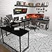L Shaped Desk Home Office Desk Large Desk Panel. Coleshome Computer Desk Sturdy Computer Table Writing Desk Workstation, Black