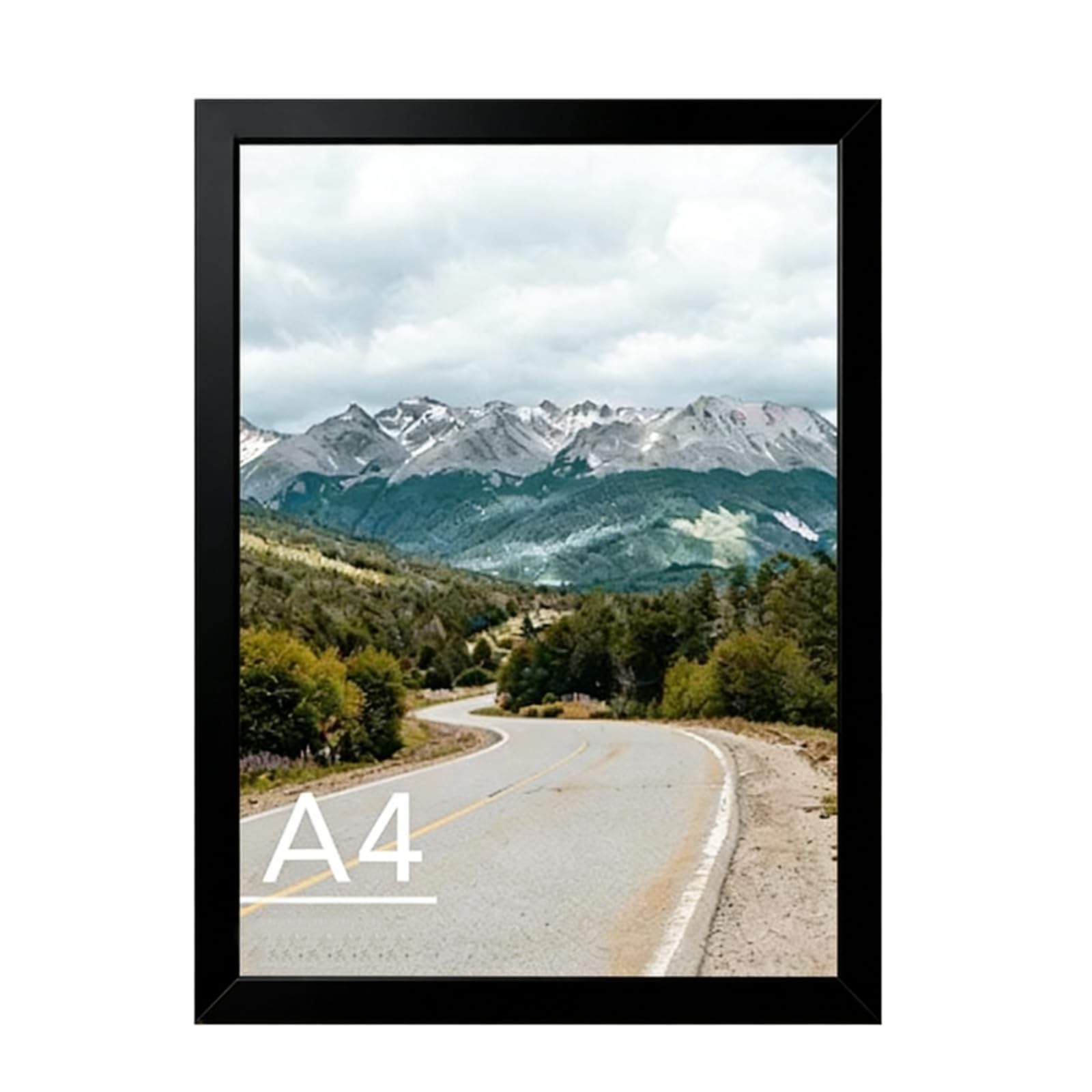 A4 Frame - Photo Frame, Wooden Grain Picture Frame, Versatile A4 Certificate Frame, Free-Standing and Wall Hanging Poster Frame for Wall or Desk Display in Home and Office (Black)