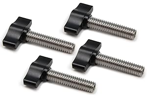 Befenybay 4pcs 5/16"-18 x 1-1/4" Thumb Screw Stainless Steel Standard/Coarse Thread Black Aluminum Knob
