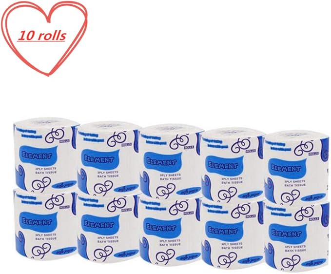 (10 Rolls) Large Capacity roll Paper Toilet Paper Bulk Bathroom 3 Ply