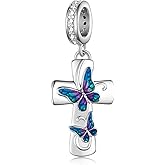 Cross Charm 925 Sterling Silver Butterfly Cross Charm Christian Jewelry Gifts for Women