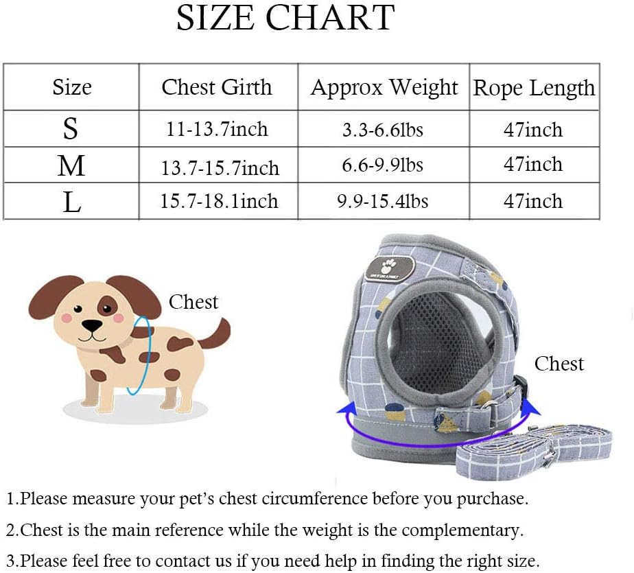 Deggodech Soft Breathable Dogs Vest Harness Reflective Dog Harness and Leash Set Adjustable Cat Walking Harness and lead Set Escape Proof for kitten Cat Dog (S - Image 5