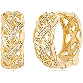 MYEARS Women Gold Earrings Huggie Hoop Cubic Zirconia 14K Gold Plated Small Simple Hypoallergenic Everyday Jewelry