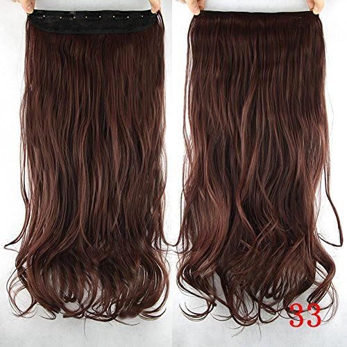 Monotele 60cm Synthetic Clip In Hair Extension Heat Resistant Hairpiece Natural Curly Wavy Hair Extensions (dark brown)