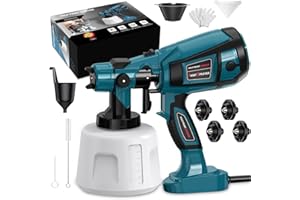 MIRRORZONE Paint Sprayer 1000W High Power Electric Spray Paint Gun with Adjustable Spray Width Knob,1400ML Container,4 Nozzles & 3 Patterns,Easy to Clean for Furniture Cabinets House Painting Blue