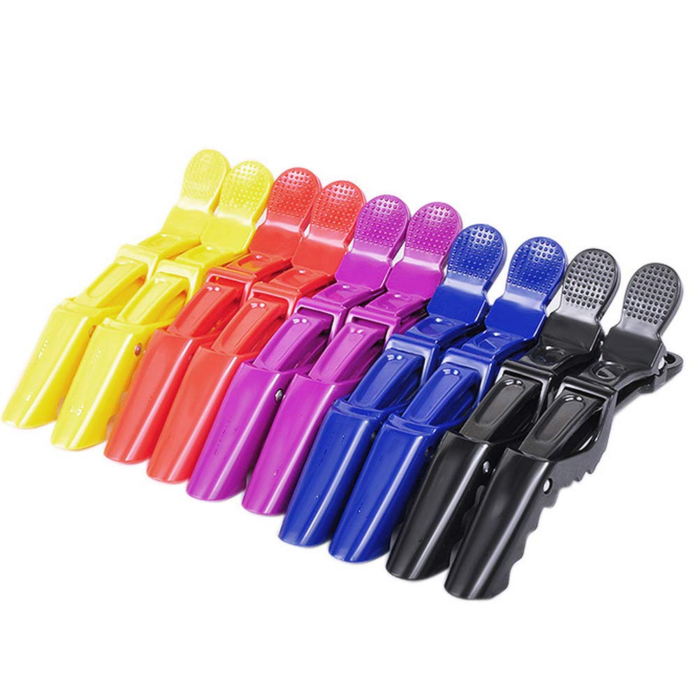 SUMAJU 10 Pieces Alligator Sectioning Hair Clip,5 Colors Wide Teeth Hair Clip Professional Salon Styling Hair Grips DIY Duckbill Clips for Women and Girls