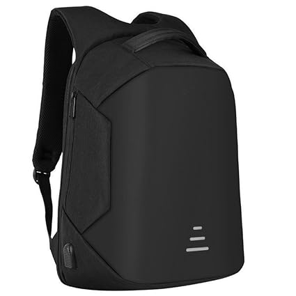 House of Quirk Anti Theft, Water Resistant Casual Backpack with USB Charging Point - Fashion Bag for 16 inch Laptop, 30 Ltrs - Black