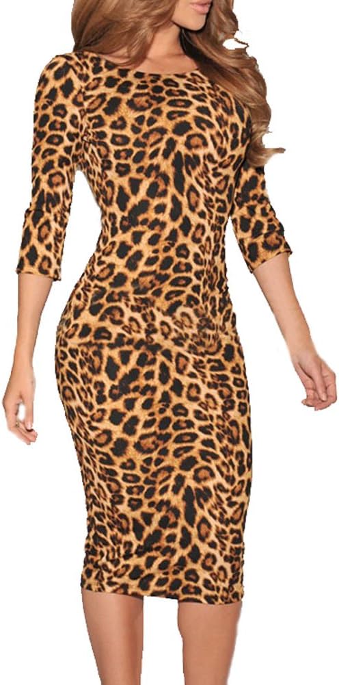 HUUSA Womens Casual Floral Pencil Dresses Bodycon Wear to Work Knee Length Formal Party Wedding Midi Dress