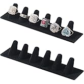 KunGe Velvet Ring Display, Ring Holder Display for Jewelry Stand, Rings Display for Vendors, Rings Organizer Stand (Black, 2Pcs)