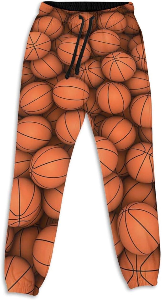 Women's Sweatpants Stylish Sports Basketball Balls Drawstring Waist