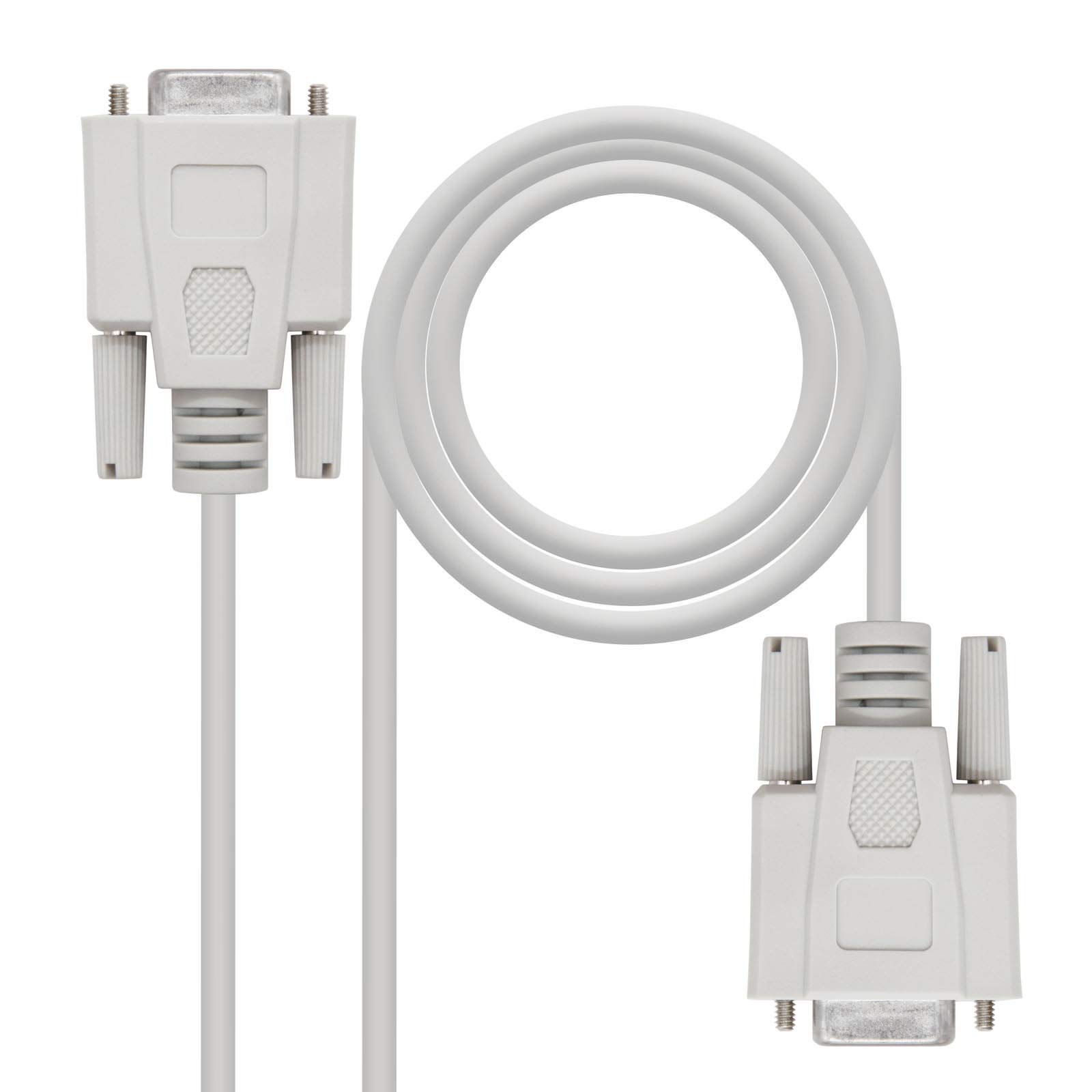 NANOCABLE 10.14.0602 Serial RS232 Communication Cable, Null Modem, DB9/H-DB9/H, Femelle Female, Beige, 1.8 mts