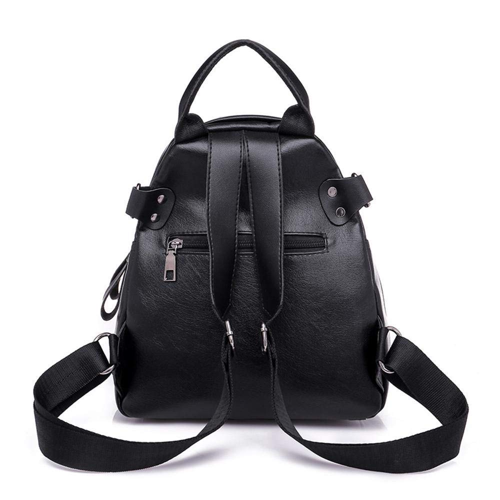 Ambiguity Ladies Backpacks Travel,Pu Leather Pure Black Shoulder Bag