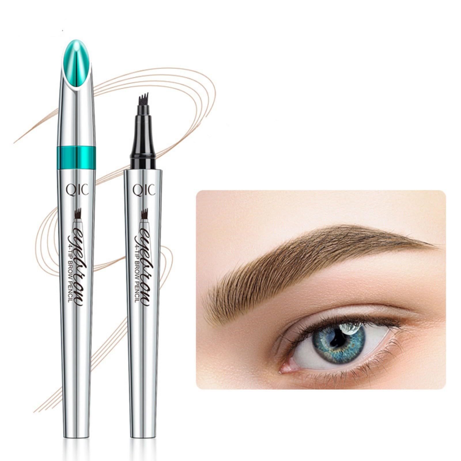 Eyebrow Pencil Tattoo Eyebrow Pen Waterproof Microblading Eye Brow Makeup Tool with Fork Tip Long-lasting (Light Brown)
