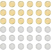 DICOSMETIC 200Pcs 2 Colors Round Tag Charms 8mm Discs Stainless Steel Stamping Blank Tag Pendants Laser Engravable Charms Bulk for DIY Jewelry Making, Hole: 1.2mm