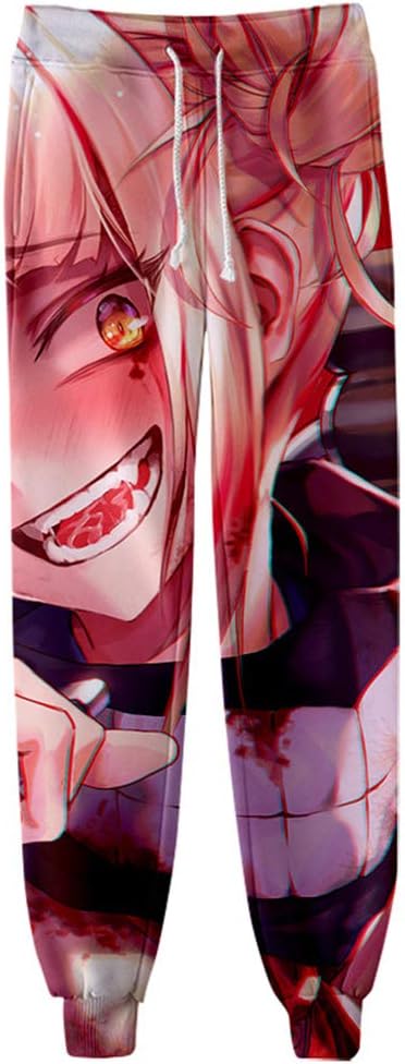 Fbestfan Women/Men Unisex My Hero Academia Cross My Body Himiko Toga Joggers Pant Sweatpants 3D Anime Print Track Baggy Trousers,S