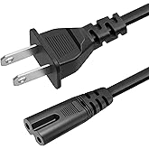 AC 2 Prong C8 Power Cord 5ft Standard 2-Slot for TV PS4 PS5 Speaker Monitor Xbox Wall Power Cable Replacement Black