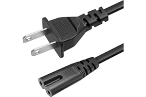 AC 2 Prong C8 Power Cord 5ft Standard 2-Slot for TV PS4 PS5 Speaker Monitor Xbox Wall Power Cable Replacement Black