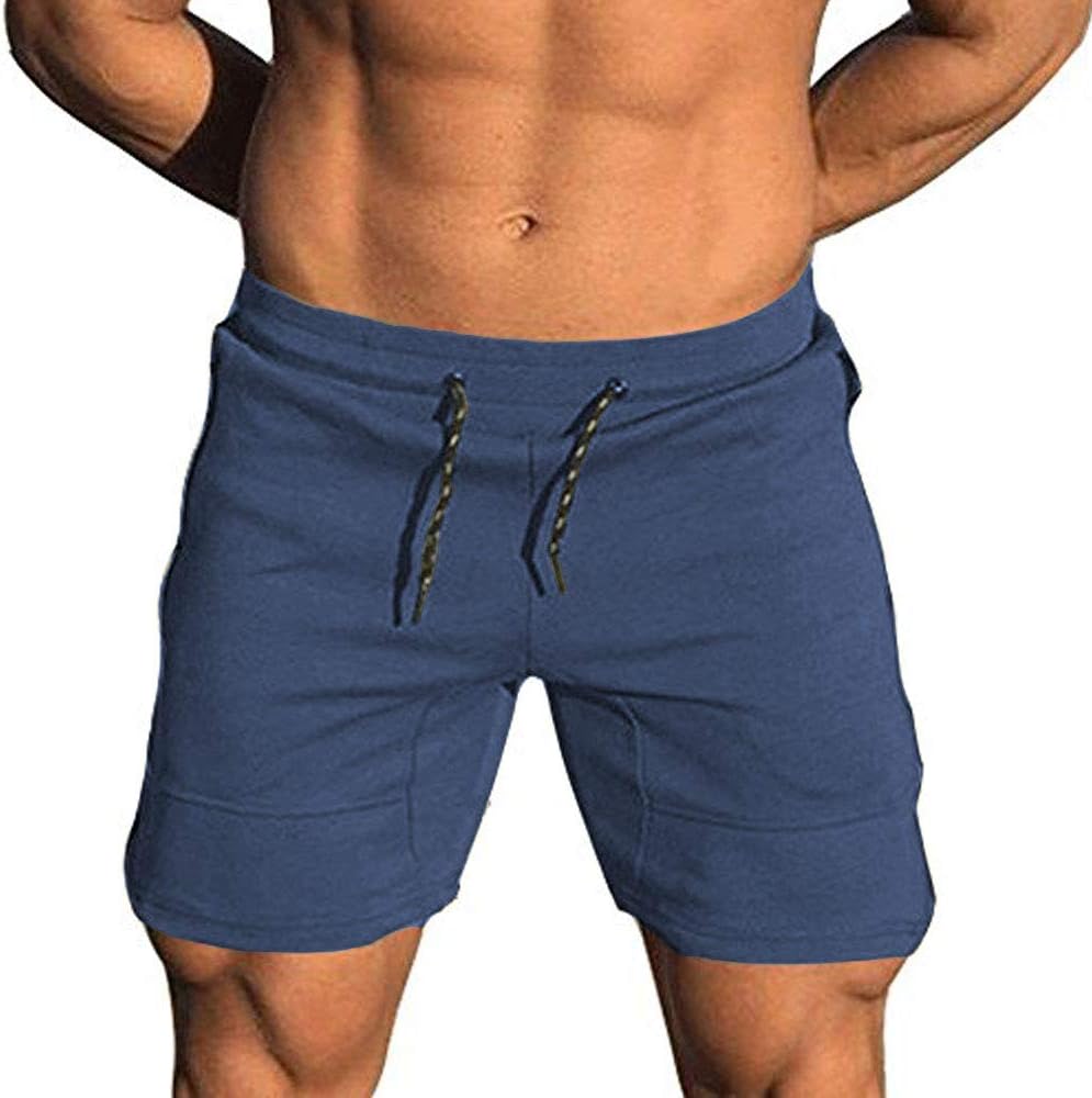 Men's Solid Gym Workout Shorts Bodybuilding Running Fitted Training Jogging Short Pants with Zipper Pocket 3 Colors