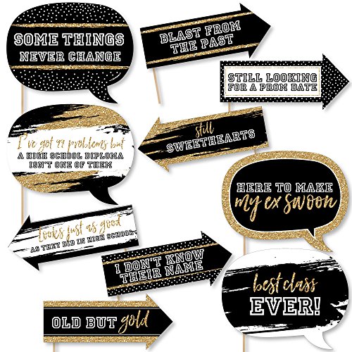 Funny Reunited – School Class Reunion Party Photo Booth Props Kit – 10 Piece
