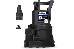 MEDAS Ultra Low Suction Sump Pump 1/3 HP 2450 GPH Submersible Water Pump,Drains down to 0.04‘’,Portable Utility Pump High Flow Water Removal for Swimming Pool Basement Flooding with 10ft Power Cord