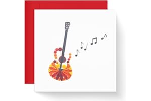 TUMYBee Electric Guitar Greeting Card for Birthday Music Note - Quilling 3D Card for Christmas Birthday Anniversary Mother Thank You - Design Gift for Friend Love Mom with Envelop (Guitar)