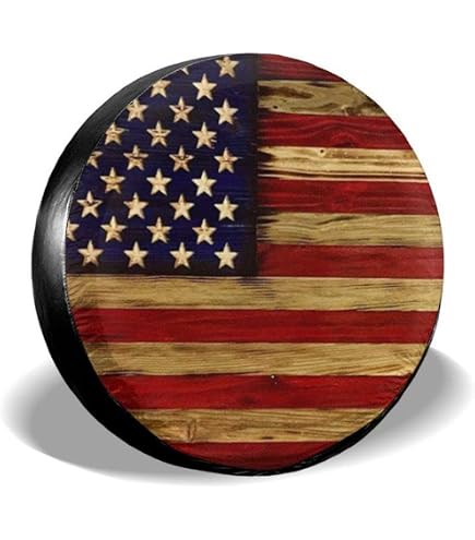 Housse De Pneu De Secours Universelle 38.1 Cm - Motif Drapeau Américain Et Aigle, Cuir Artificiel, Pour Camping-car, SUV, Camion - 9