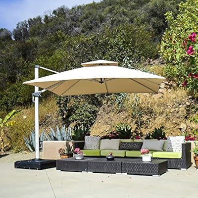 Amazon Com Purple Leaf 10ft Patio Umbrella Outdoor Square Umbrella Large Cantilever Umbrella Windproof Offset Umbrella Heavy Duty Sun Umbrella For Garden Deck Pool Patio Beige Garden Outdoor