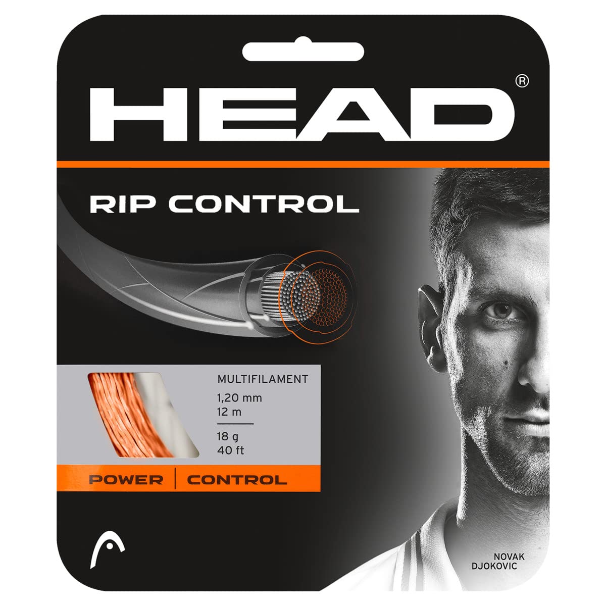 HEAD Unisex's Set Rip Control 05/06 Racquet String-Multi-Colour/Orange, Size 18