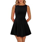 Mokoru Women's Summer Sleeveless Boat Neck Cute Mini Dress A-Line Party Cocktail Short Dresses