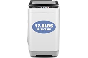 Nictemaw Portable Washing Machine, 17.8Lbs Capacity Full-Automatic Portable Washer with Drain Pump, 2.4Cu.ft Washer and Dryer Combo with Glass Top Lid, LED Display, 10 Programs & 8 Water Levels for Apartment, Dorms, RV