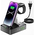 Tacelary 8 in 1 Wireless Charging Station, 100W USB C 2 Ports, Aluminum Alloy Cell Phone Charging Station Compatible with iPhone Series, iWatch, AirPods Pro