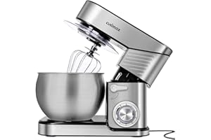 Stand Mixer, CUSIMAX 6.5QT Stainless Steel Mixer 6-Speeds Tilt-Head Dough Mixers for Baking with Dough Hook, Wire Whisk & Flat Beater, Splash Guard for Home Cooking kitchen Mixer, Silver