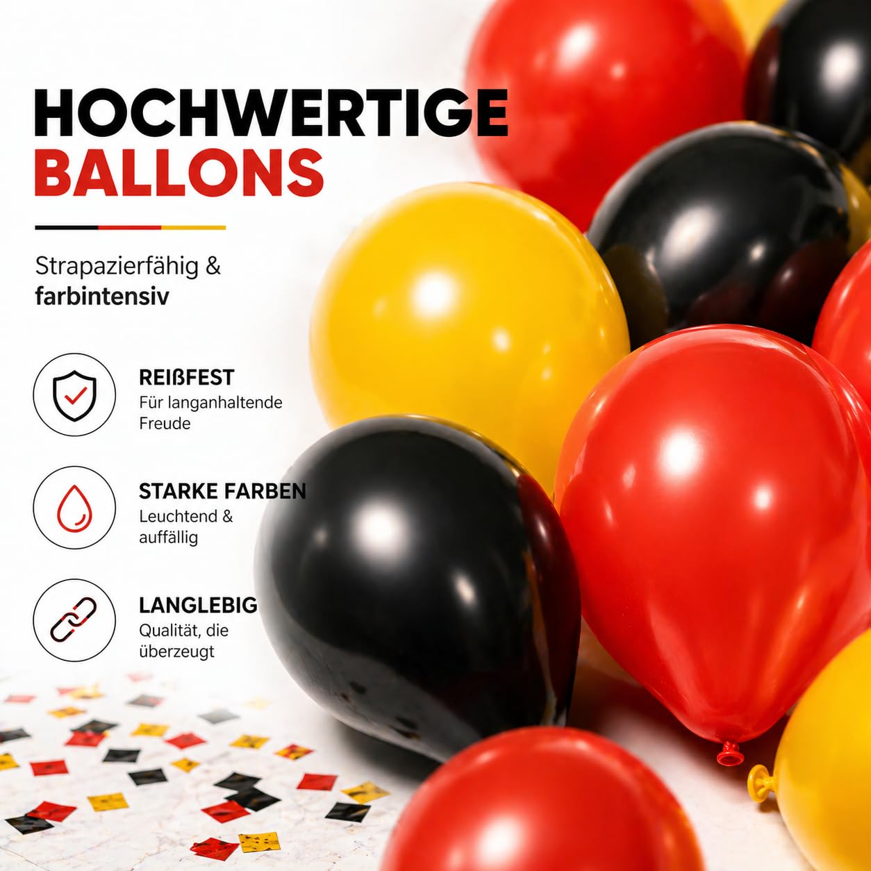 XXL Dekoset Fanartikel Deutschland Dekoration Set - Luftballons uvm. mit über 50 Teilen für Fußball WM 2026 4