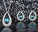Leafael [Presented by Miss New York Angel's Teardrop Made with Swarovski Crystals Blue Zircon Jewelry Set Earrings Necklace, 18+ 2