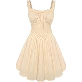 Scarlet Darkness Women Summer Corset Dresses Cotton Mini Sundress Ruffle Strap Dress