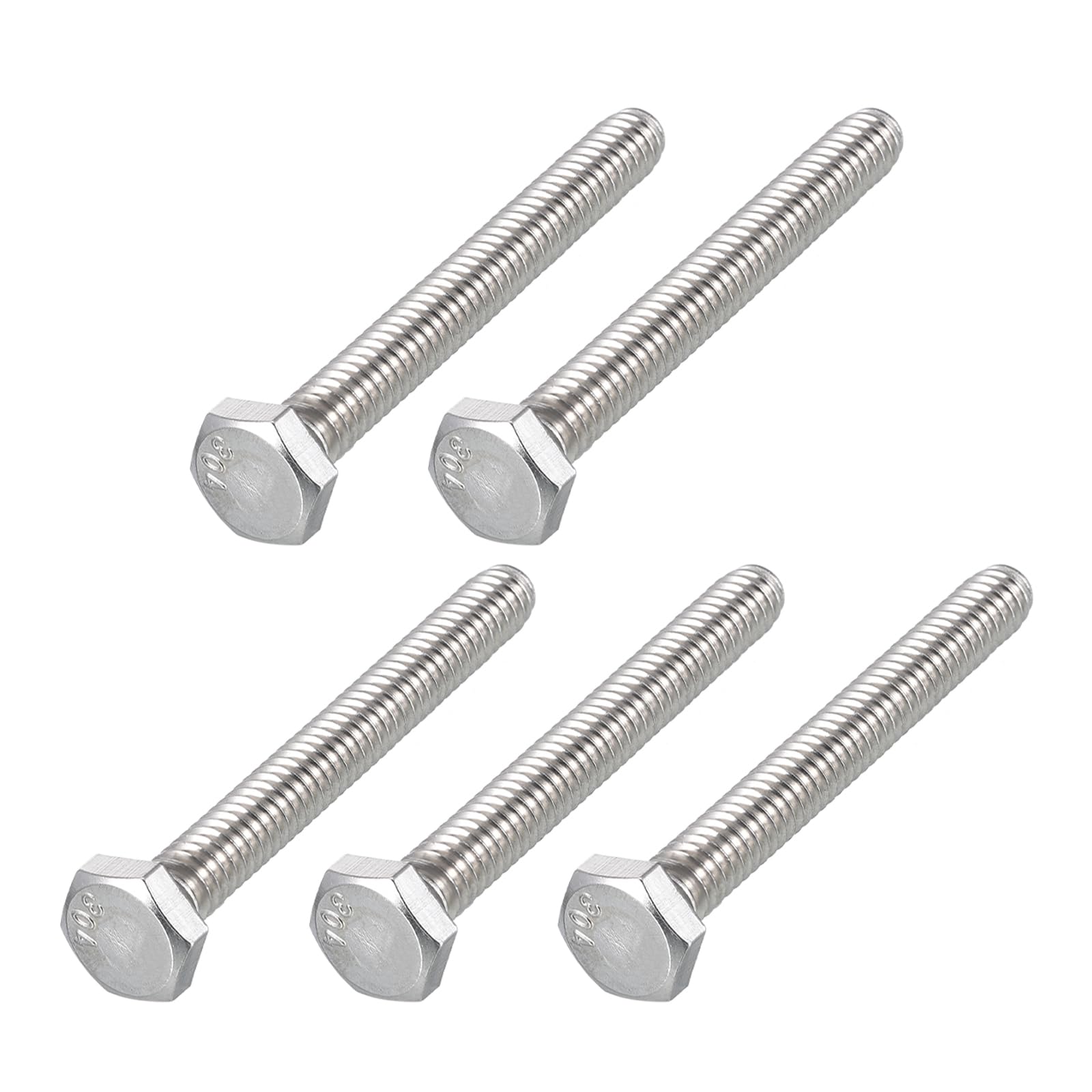 METALLIXITY Hex Head Bolts (1/4-20 x 2") 5Pcs, 304 Stainless Steel 18-8, Fully Threaded, External Hex Drive, Plain Finish, Hex Head Screw Bolt, Silver — image 1