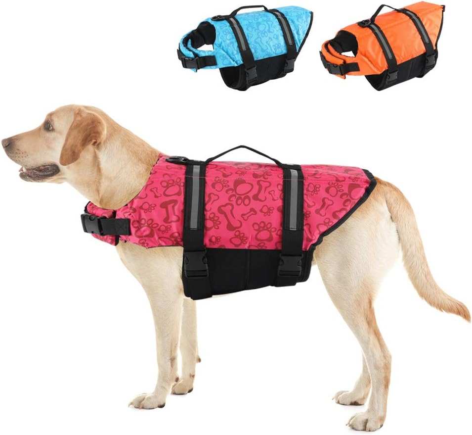 EMUST Life Jackets for Dogs, Adjustable Small/Medium/Large Dog Swim