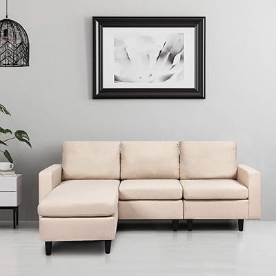 Giantex Convertible Sectional Sofa with Reversible Chaise, Beige