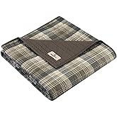 Woolrich Luxury Quilted Throw - Cabin Lifestyle, Patchwork with Moose Design All Season, Lightweight and Breathable Cozy Bedding Layer Throws for Couch Sofa, 50" W x 70" L, Tasha Taupe